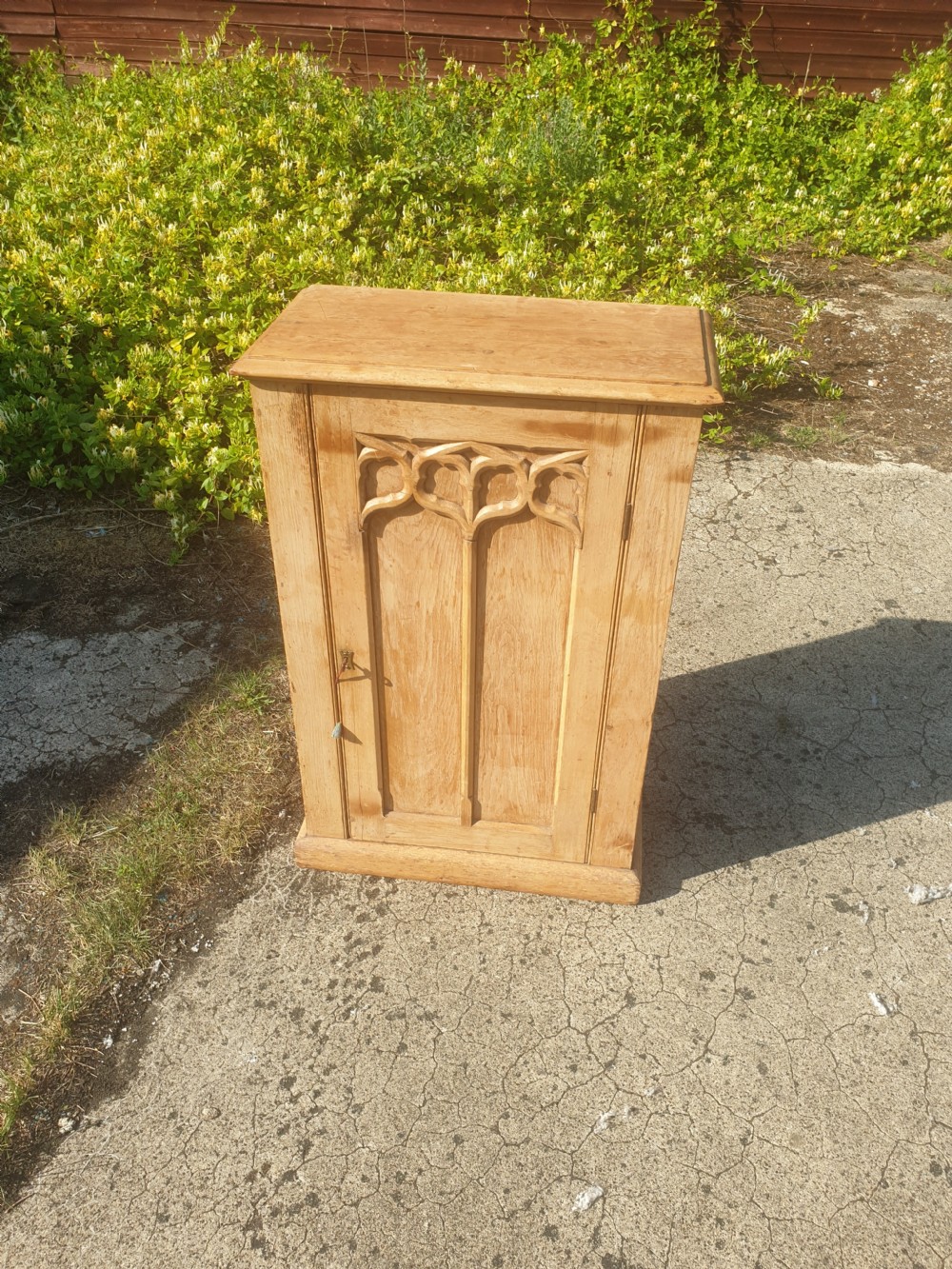 Useful 19th century Gothic pine cupboard.  View II