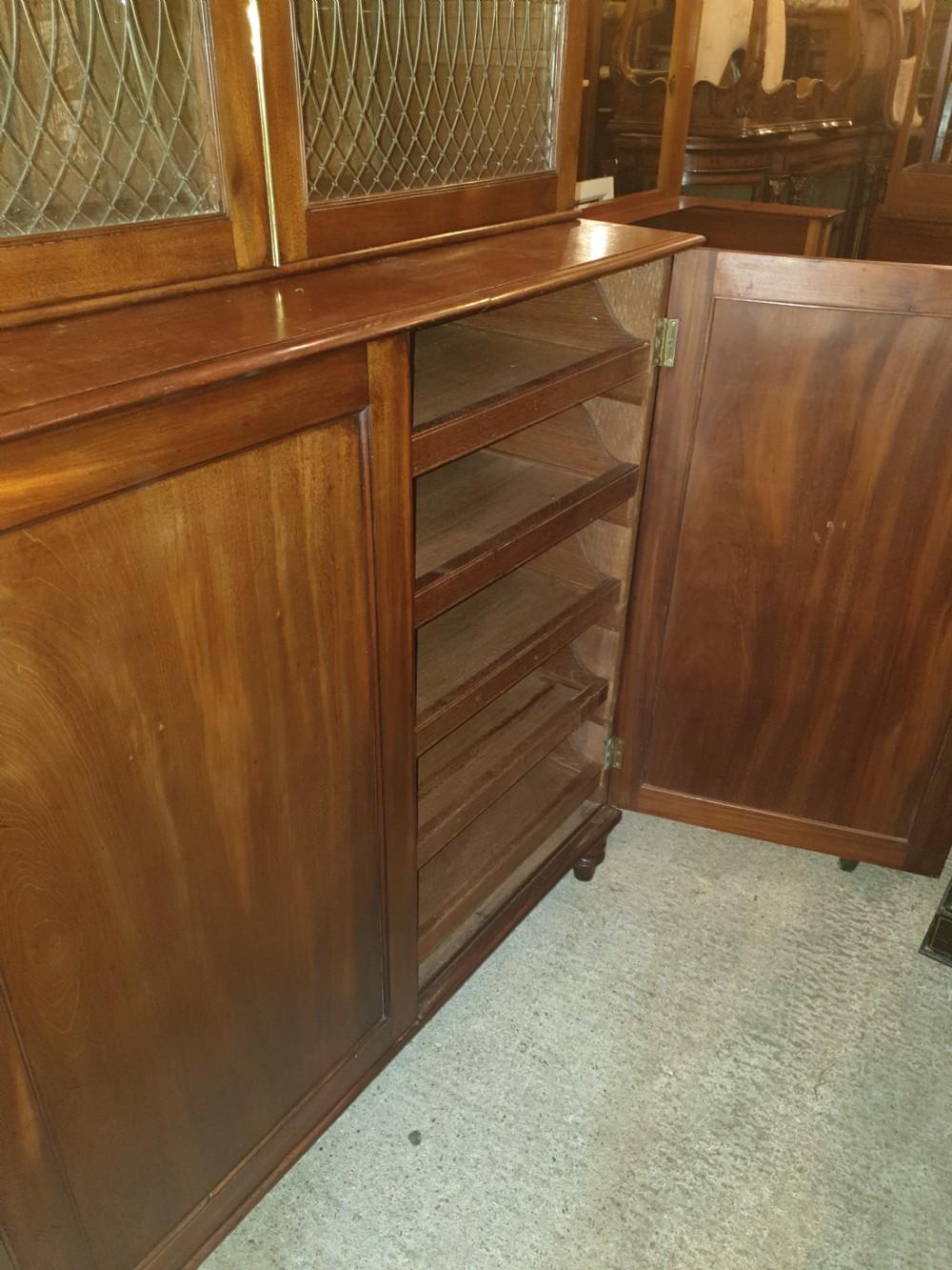 Good Regency mahogany 2 part cabinet.  View III