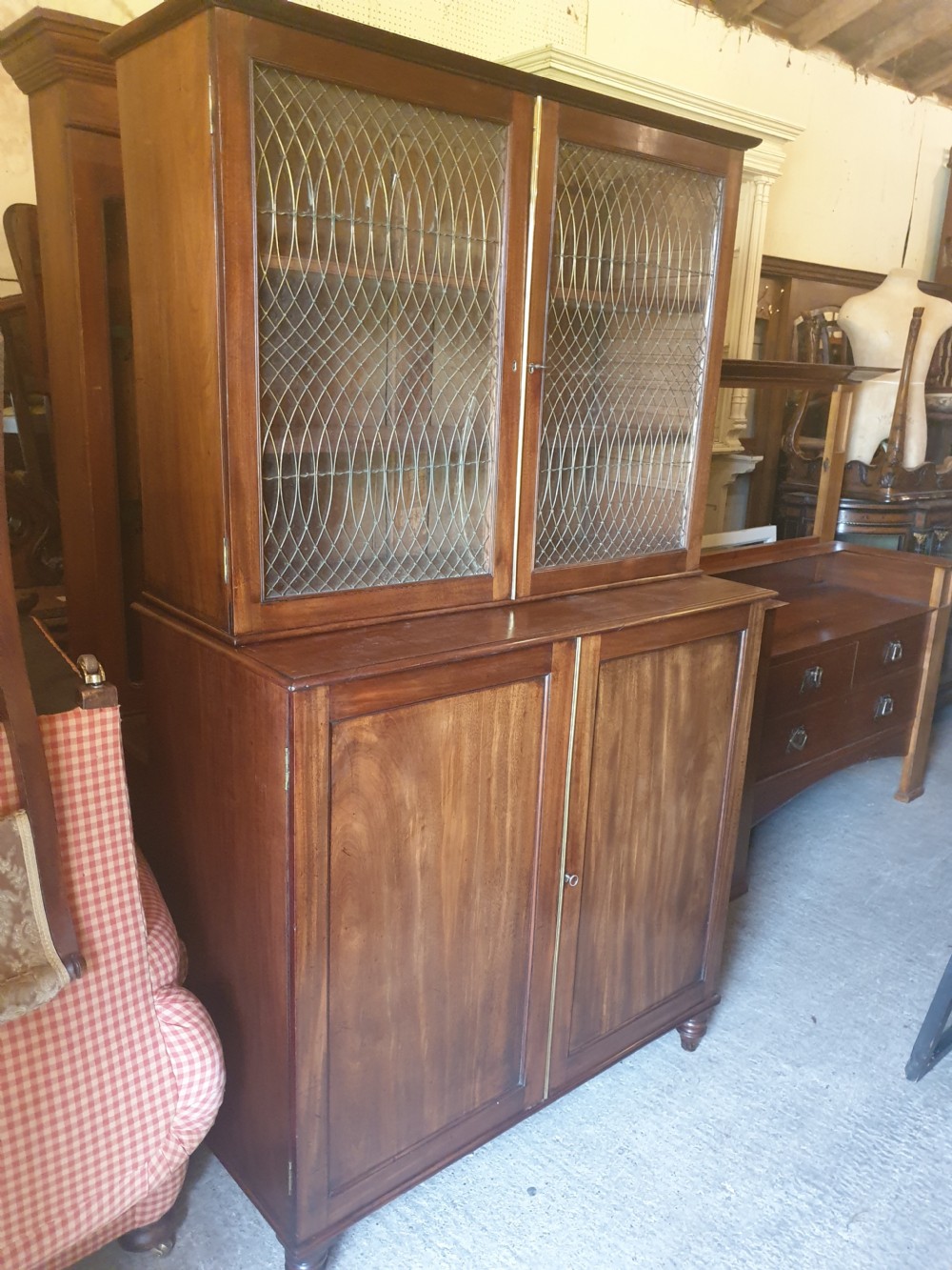 Good Regency mahogany 2 part cabinet.  View VII