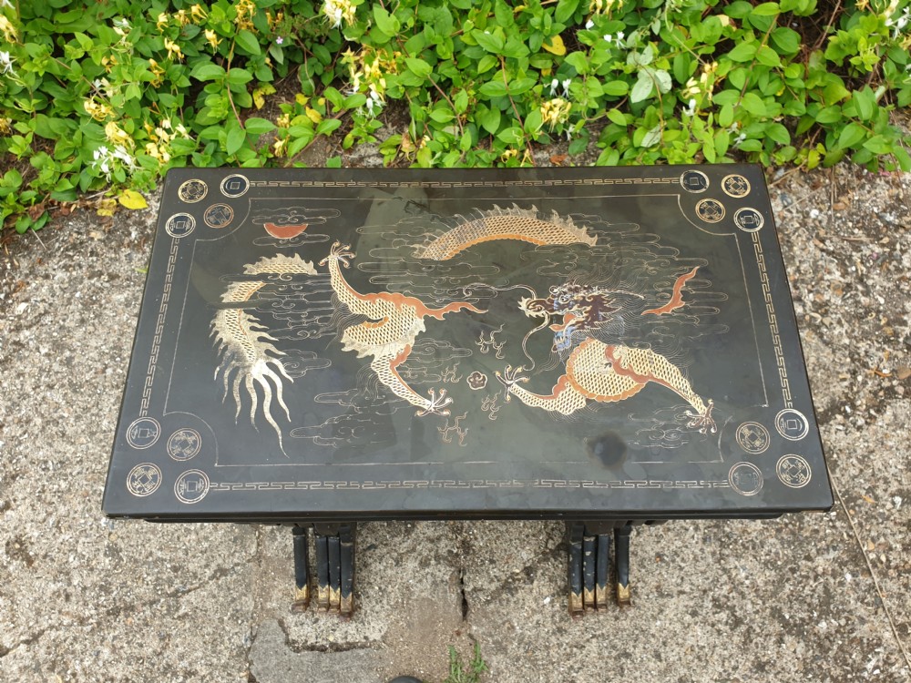 Nest 4 early 20th century lacquered occasional tables  View III