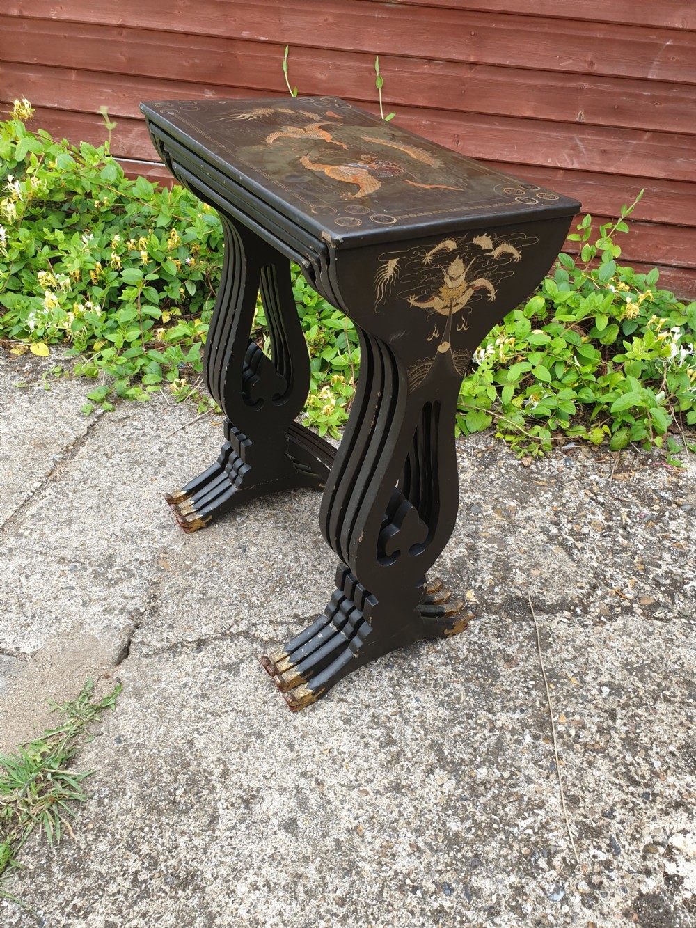 Nest 4 early 20th century lacquered occasional tables  View V