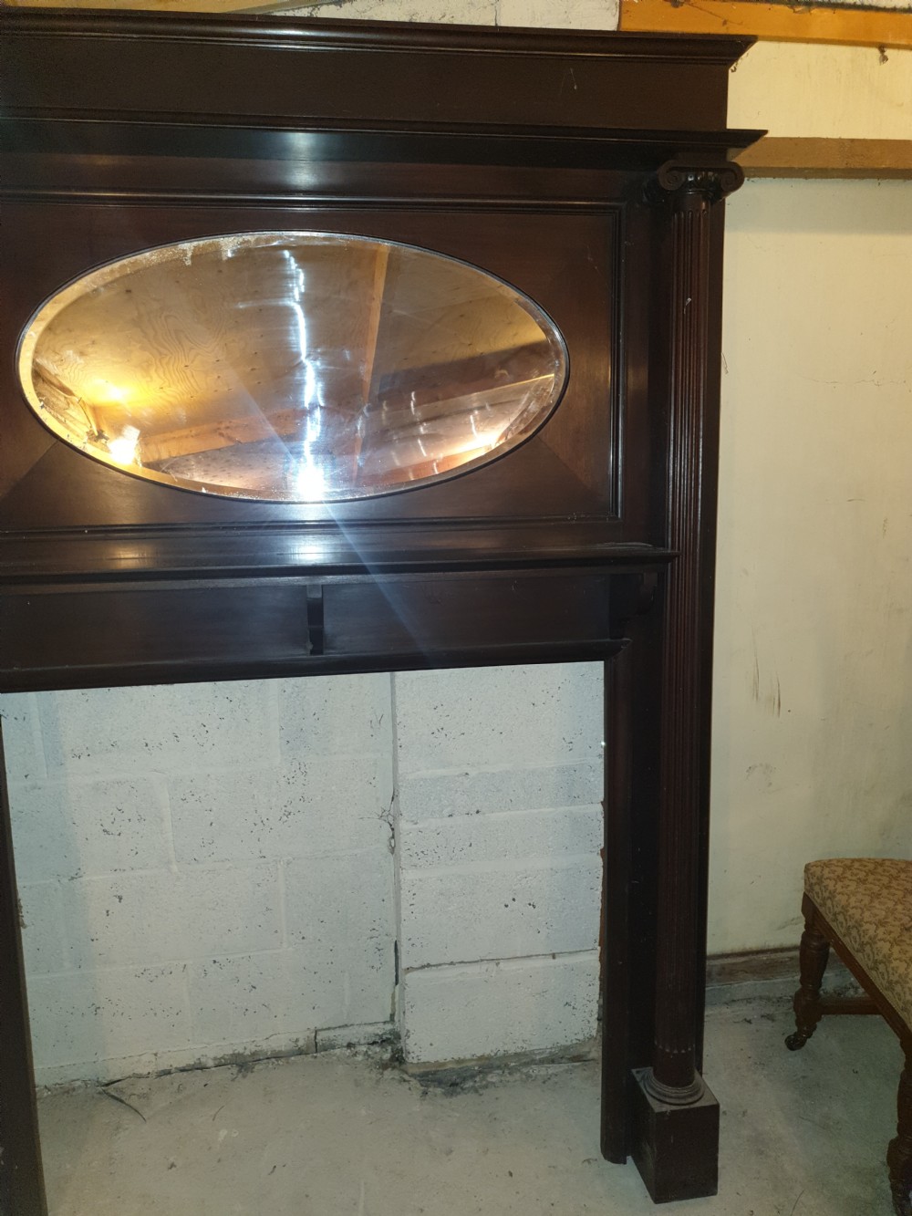 Edwardian mahogany fire surround with side columns  View III