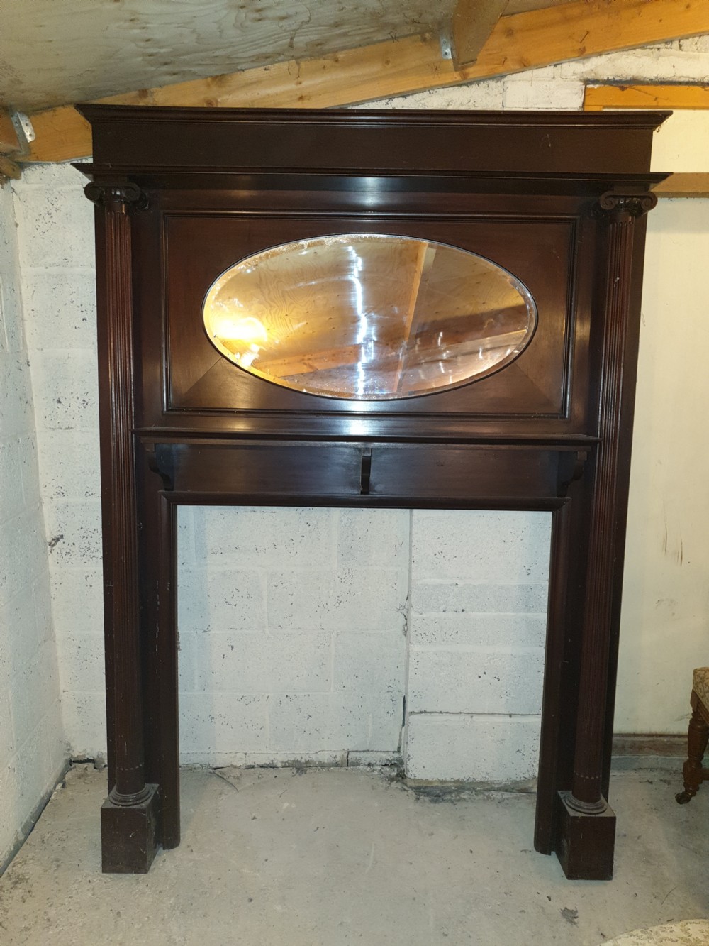 Edwardian mahogany fire surround with side columns  View IV