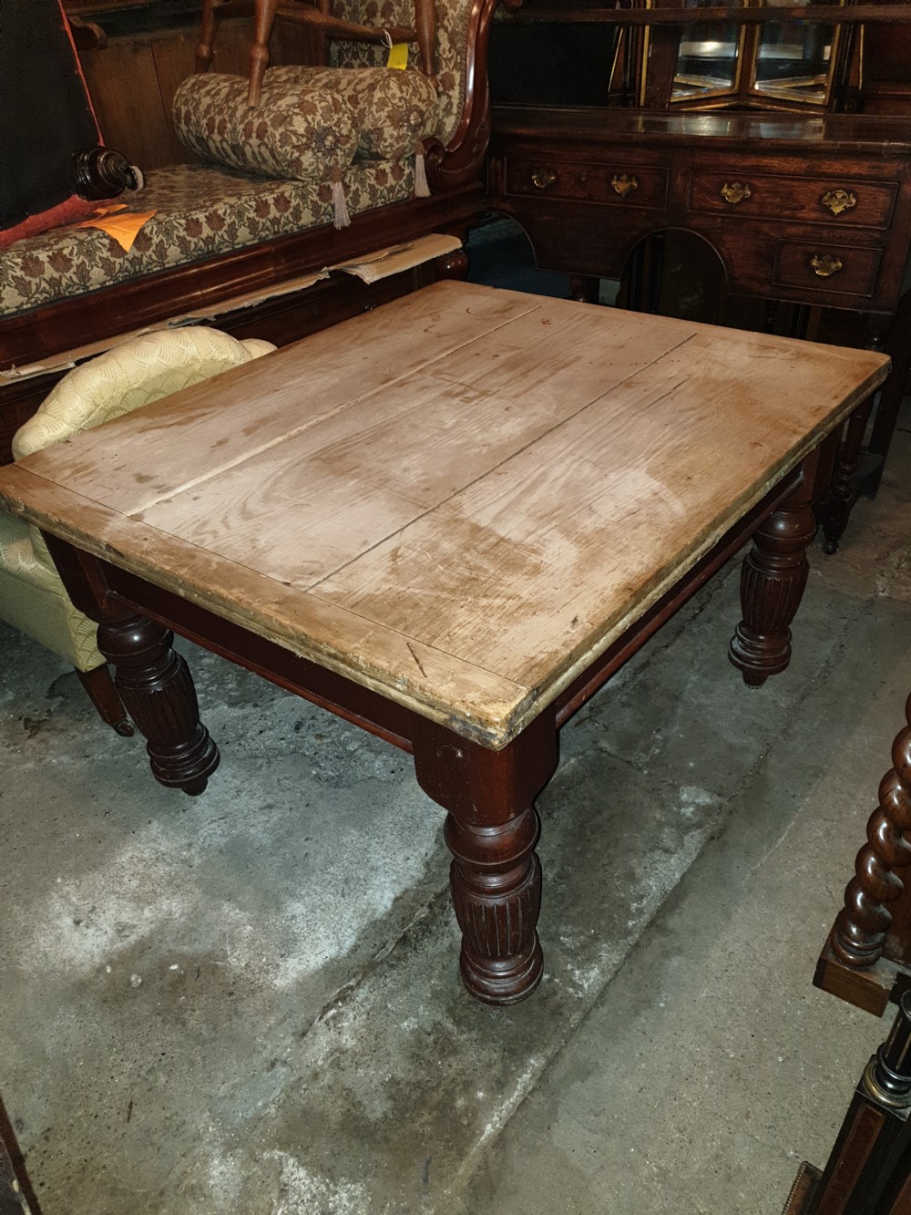 Victorian scrub top extending pine kitchen table. View II