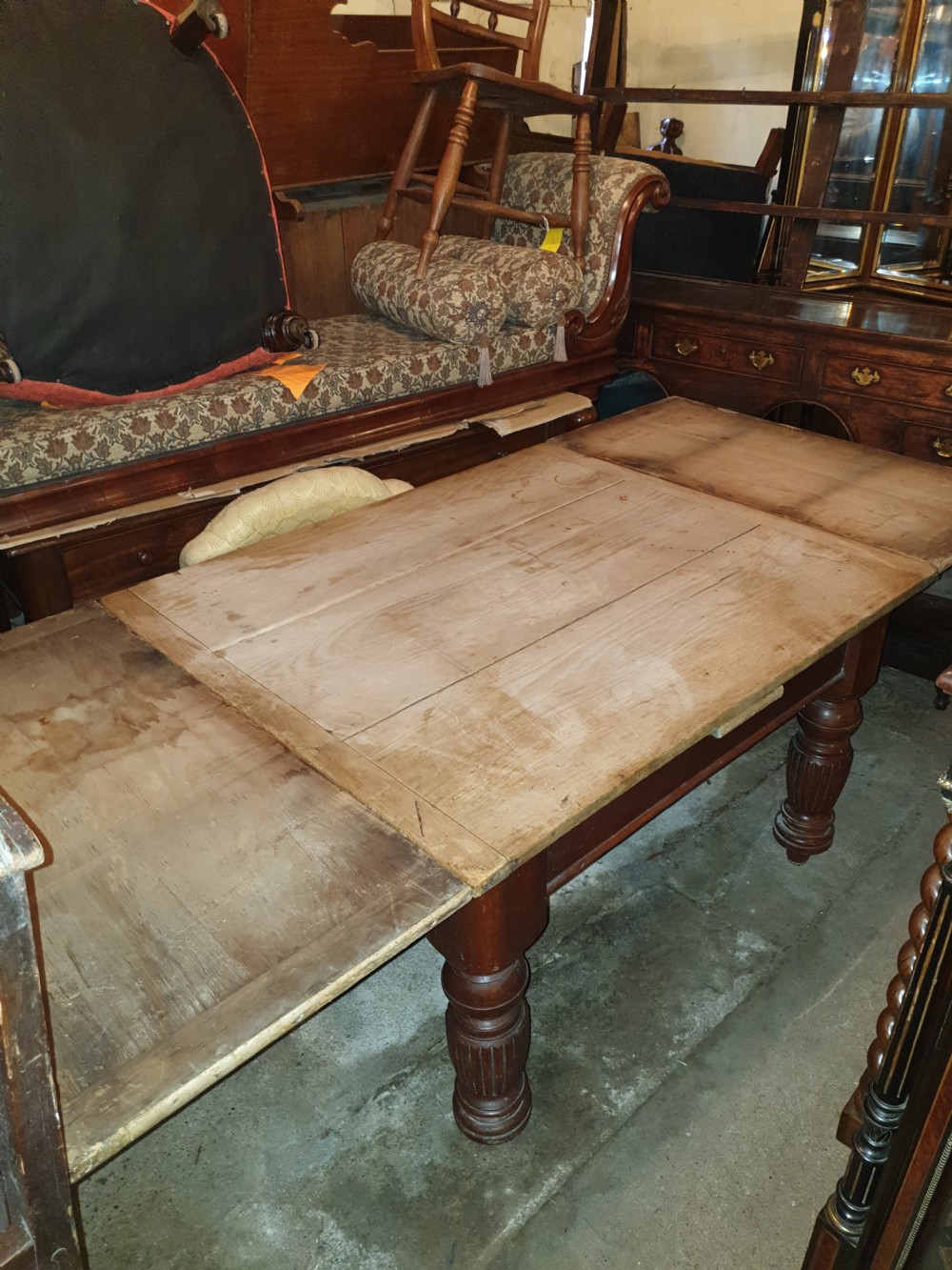 Victorian scrub top extending pine kitchen table. View IV