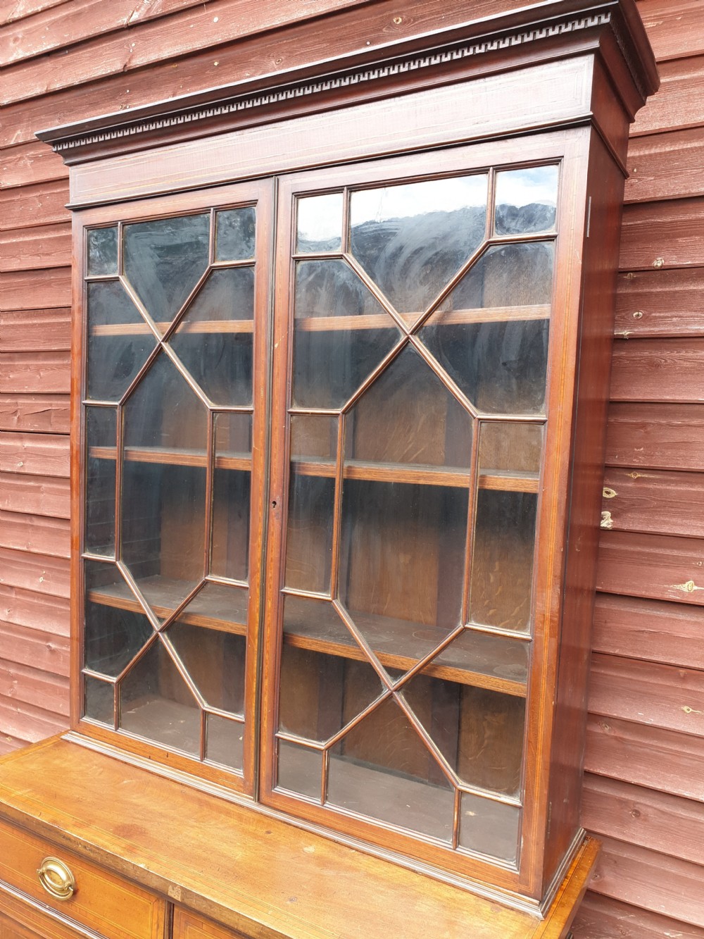 Edwardian inlaid mahogany bookcase.  View II