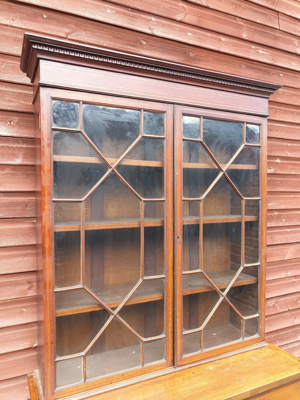 Edwardian inlaid mahogany bookcase.  View VI