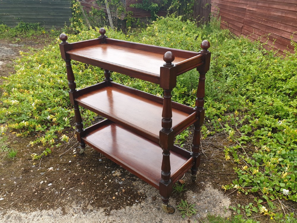 Late Victorian 3 tier mahogany buffet trolley  View II