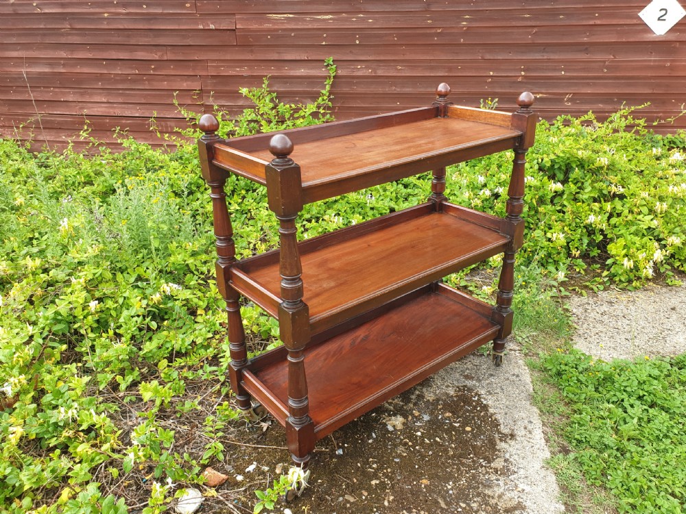 Late Victorian 3 tier mahogany buffet trolley  View III