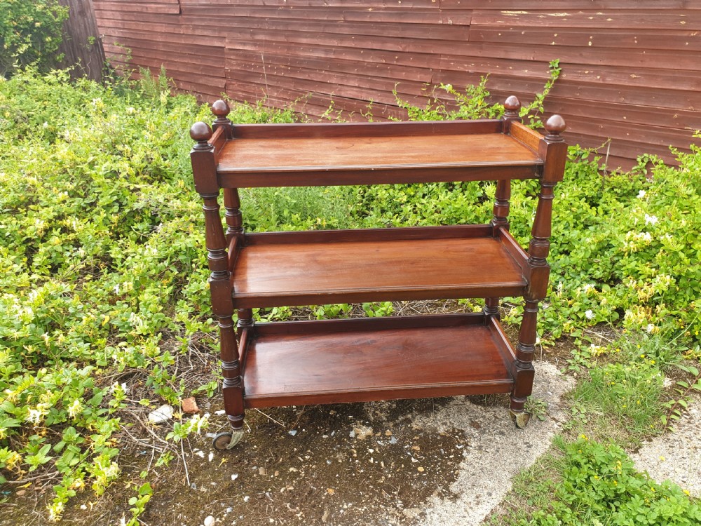 Late Victorian 3 tier mahogany buffet trolley  View IV