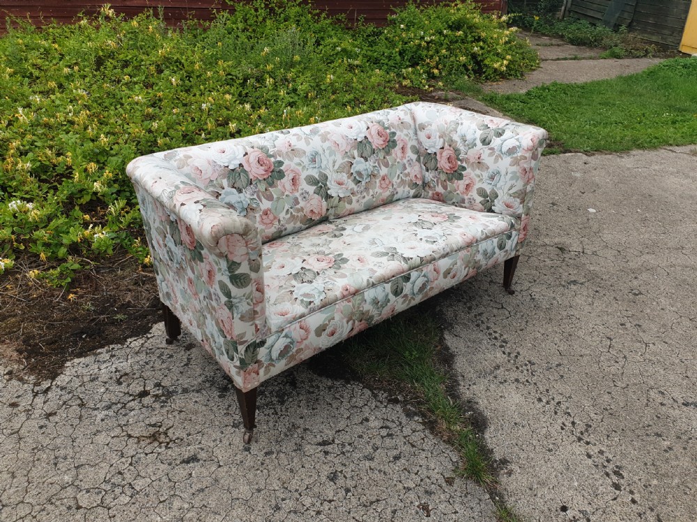 Upholstered 2 seater Edwardian sofa. View II