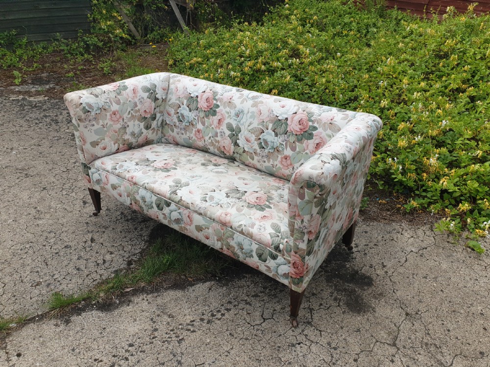 Upholstered 2 seater Edwardian sofa. View III