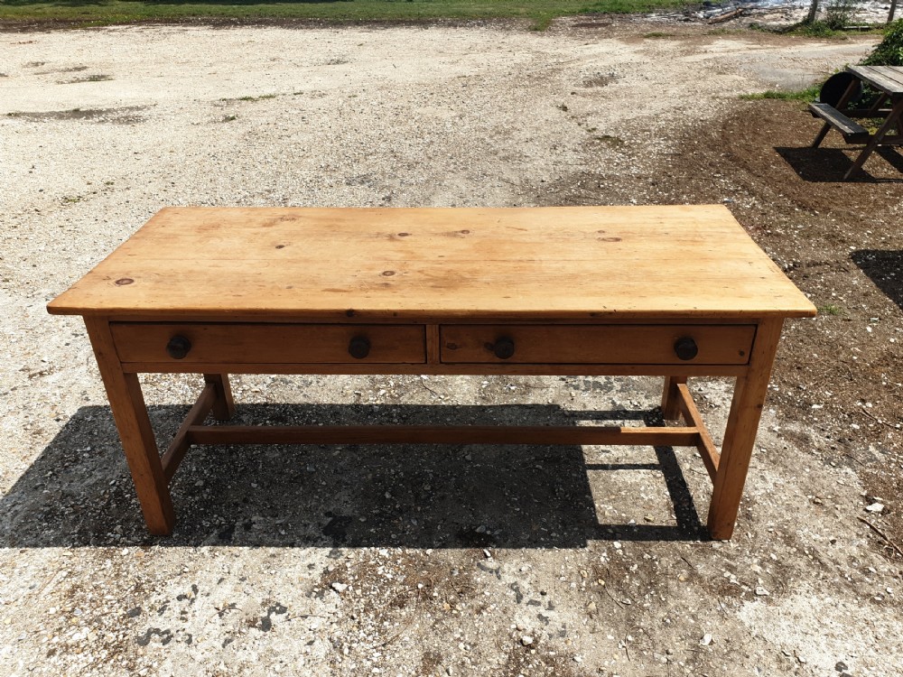 Good Victorian 2 drawer pine farmhouse table.  View II