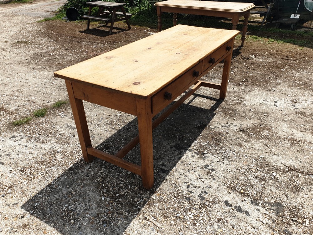 Good Victorian 2 drawer pine farmhouse table.  View V