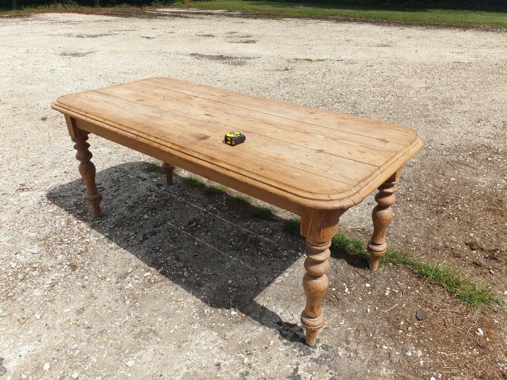 Victorian pitch pine farmhouse kitchen table View II