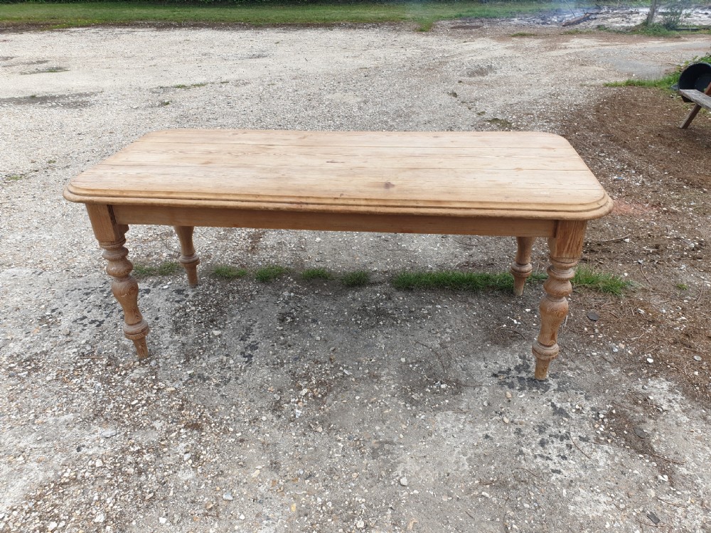 Victorian pitch pine farmhouse kitchen table View IV