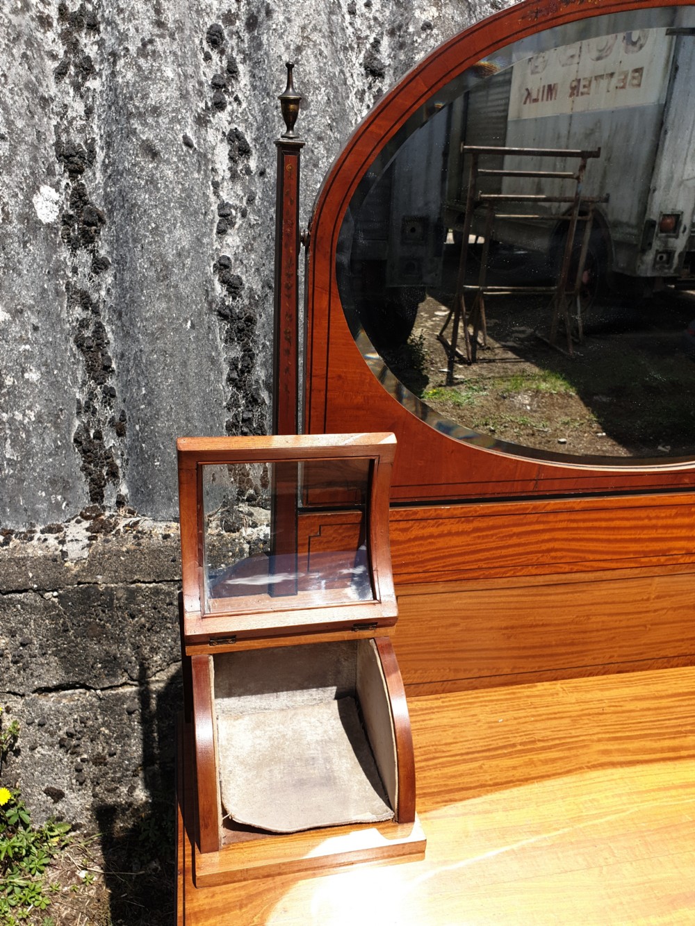 Edwardian inlaid and decorated satinwood dressing table  View III