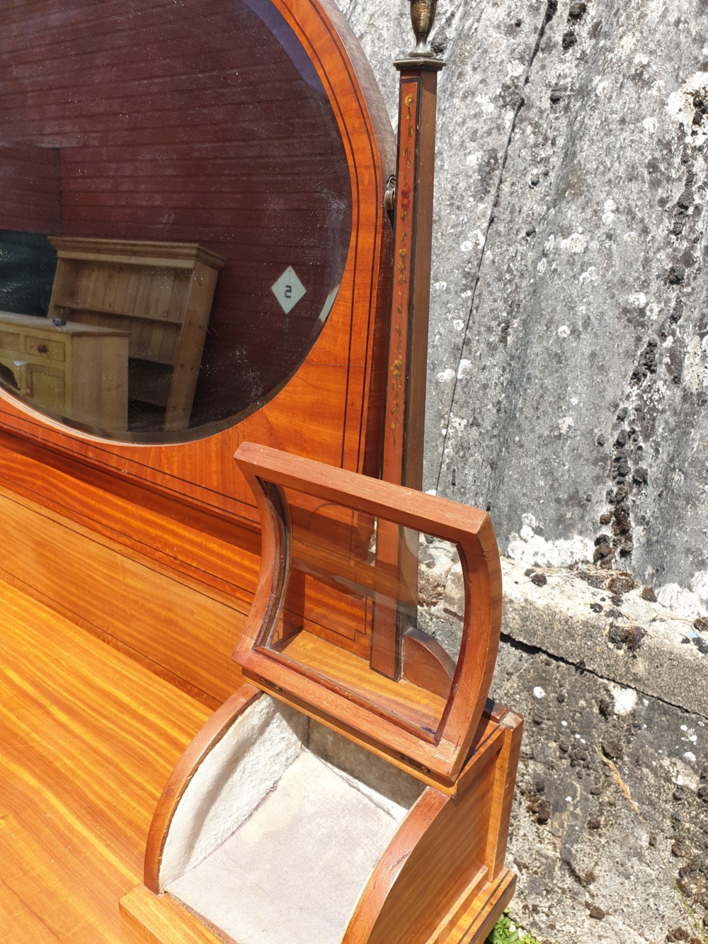 Edwardian inlaid and decorated satinwood dressing table  View IV