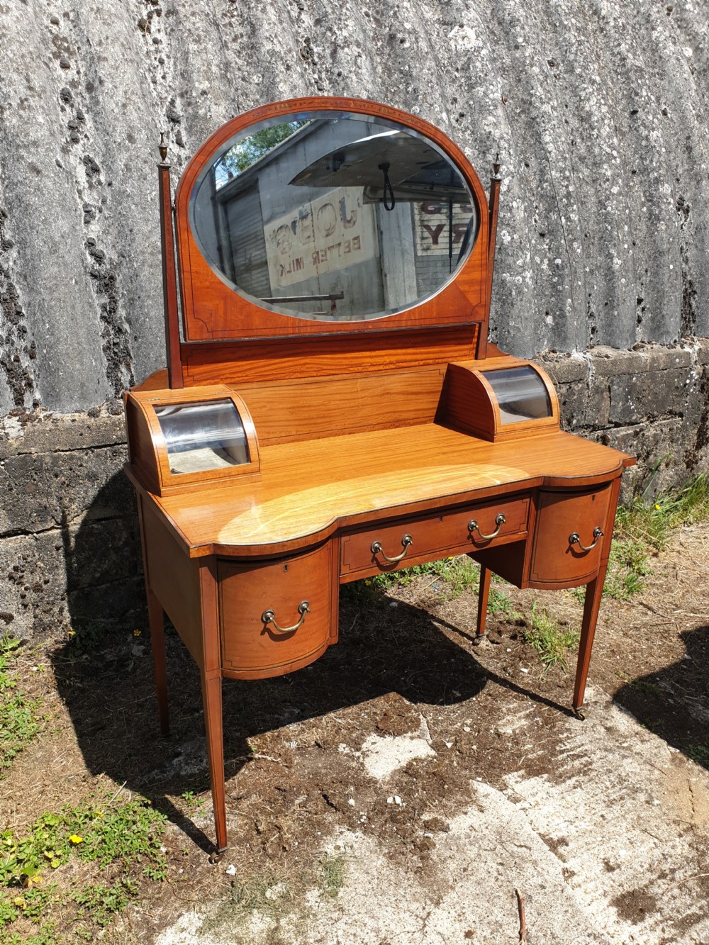 Edwardian inlaid and decorated satinwood dressing table  View VII