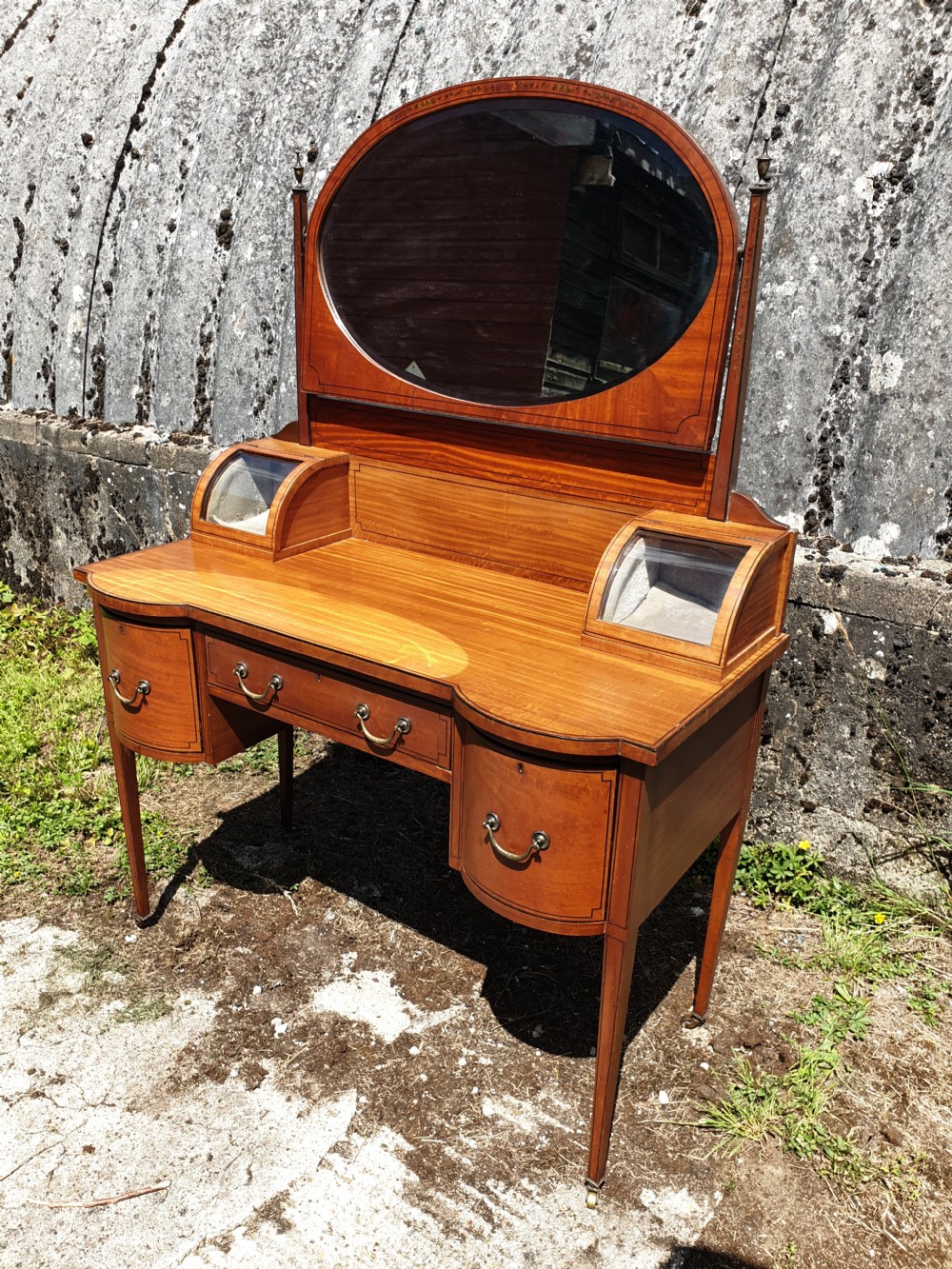 Edwardian inlaid and decorated satinwood dressing table  View VIII