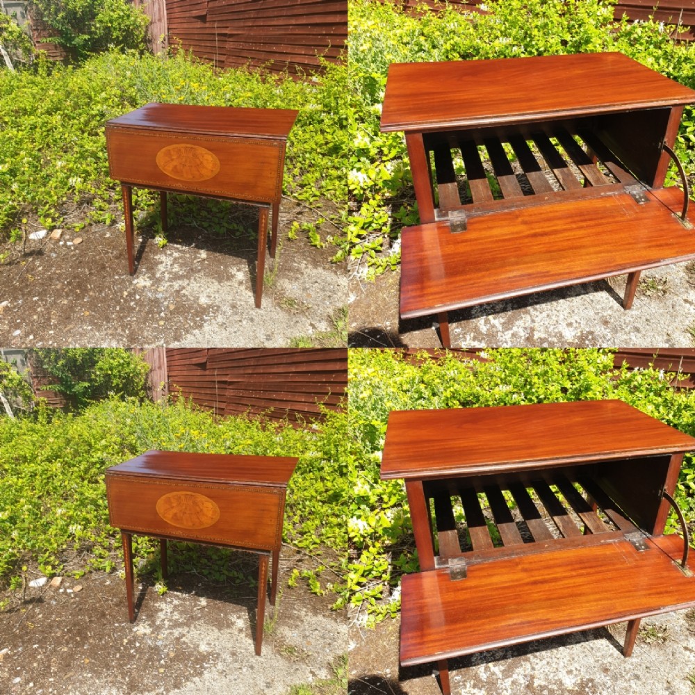 Early 19th century inlaid drop flap night table.