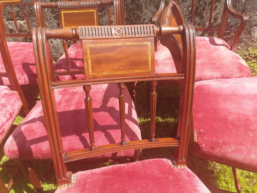 Set of 10 mahogany Sheraton revival dining chairs  View III