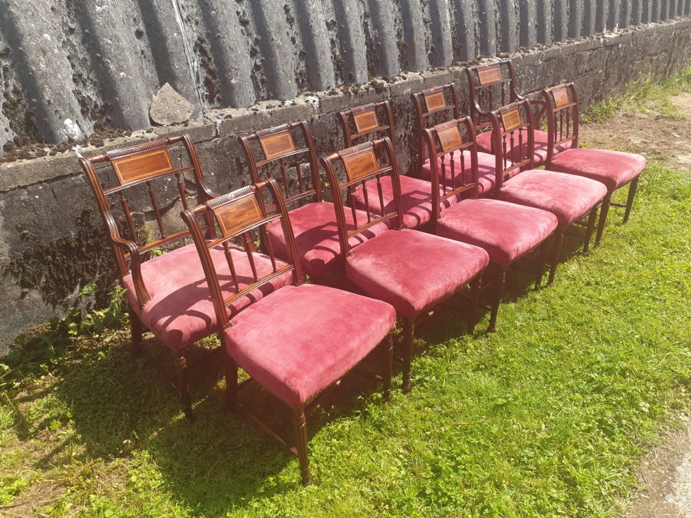 Set of 10 mahogany Sheraton revival dining chairs  View V