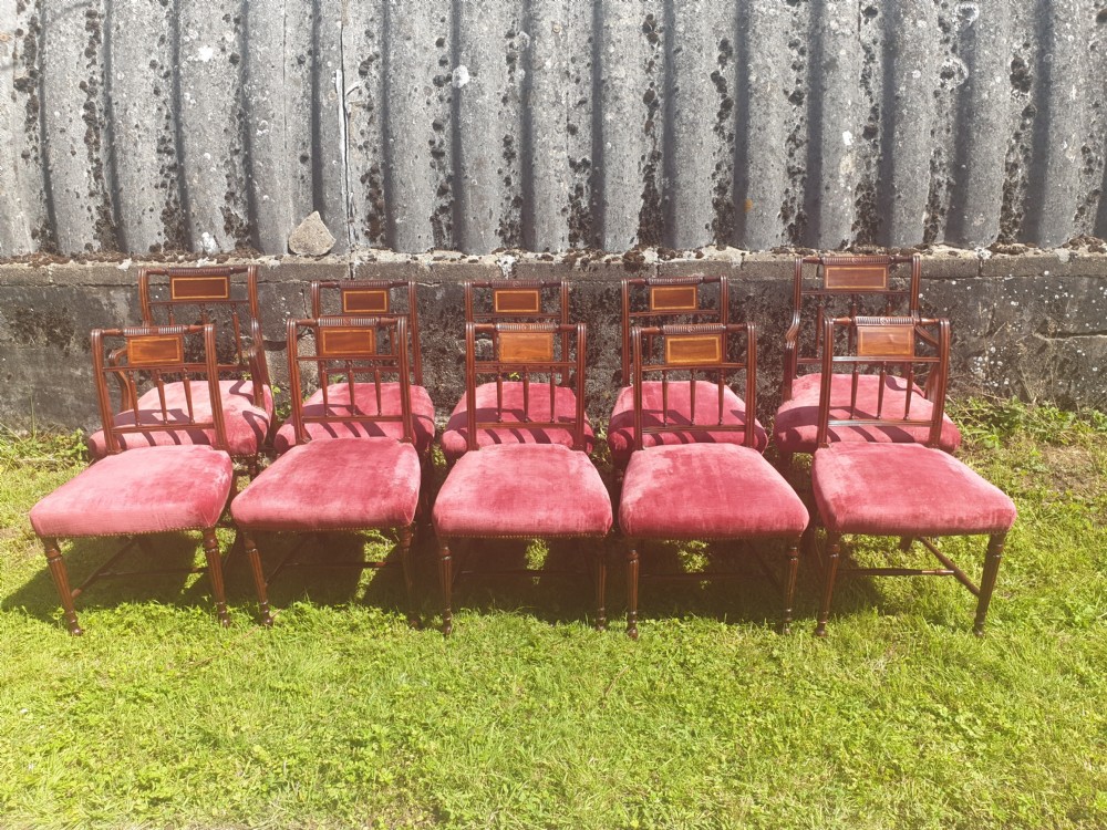 Set of 10 mahogany Sheraton revival dining chairs  View VI