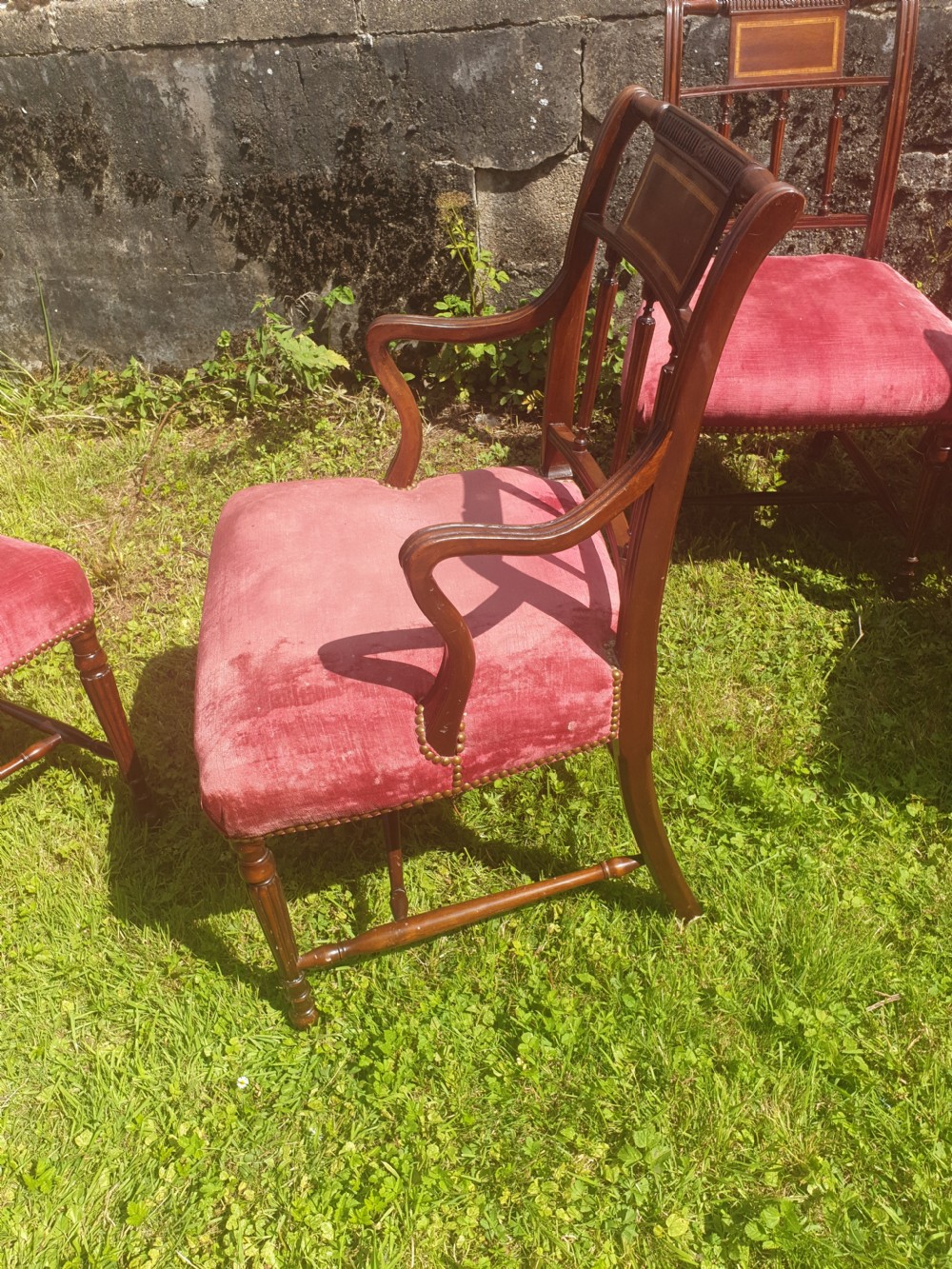 Set of 10 mahogany Sheraton revival dining chairs  View VIII