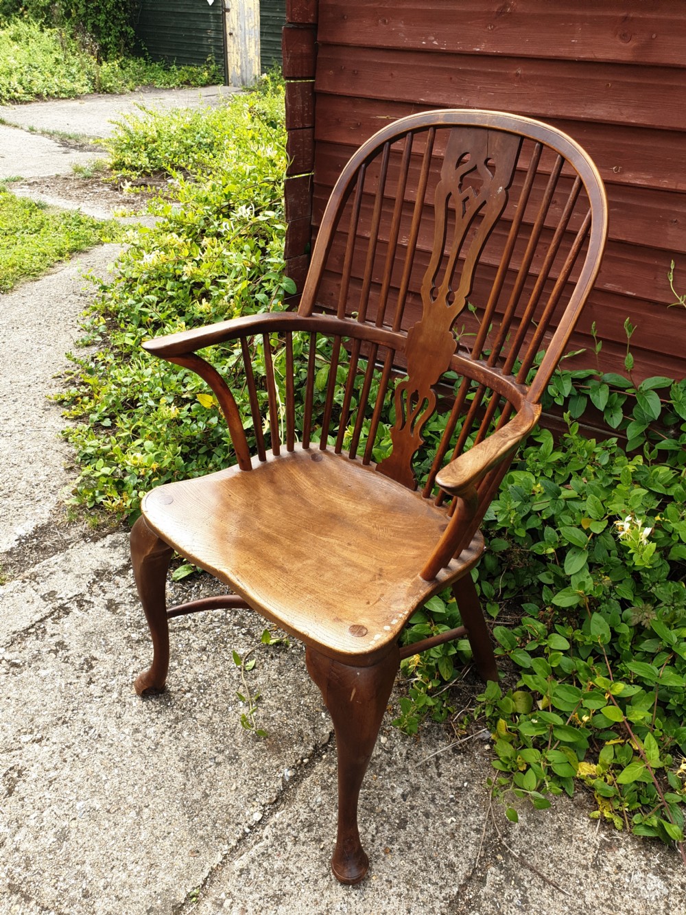 Windsor yew wood splat back armchair.  View II