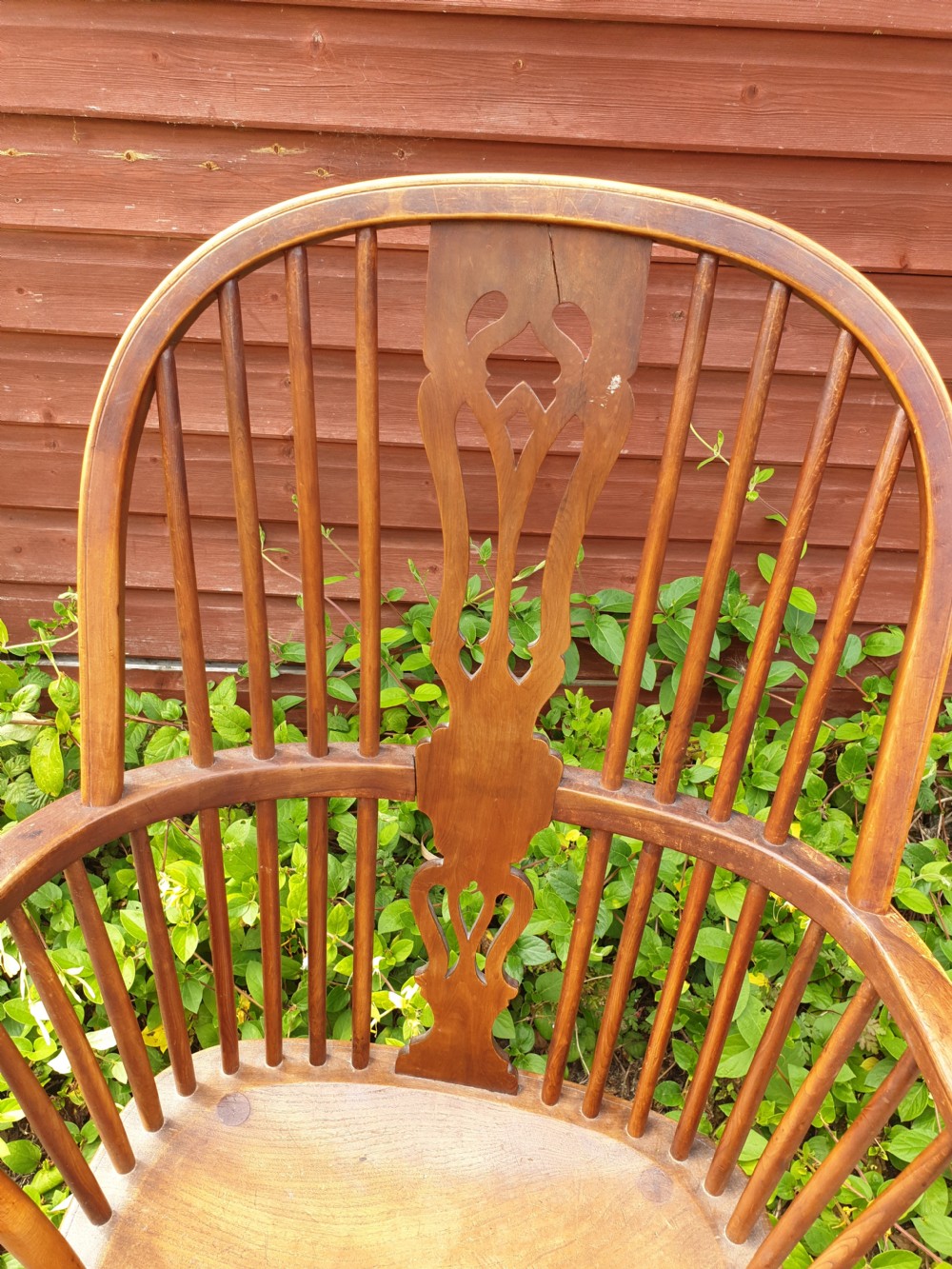 Windsor yew wood splat back armchair.  View III
