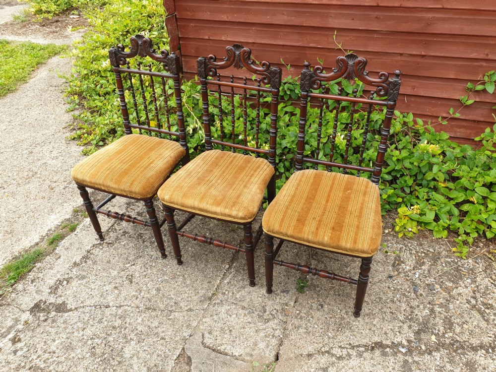 Pair of pretty early Victorian bedroom chairs. View III