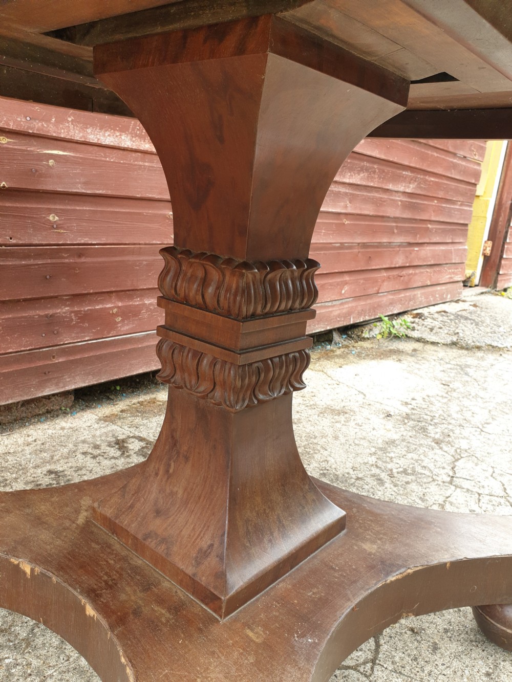 Early Victorian plum mahogany tip top centre table.  View II