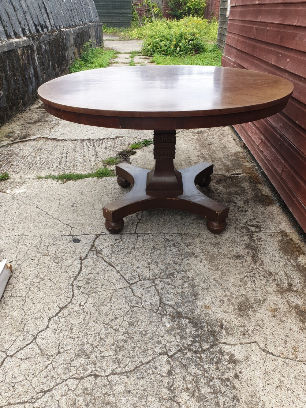 Early Victorian plum mahogany tip top centre table.  View III
