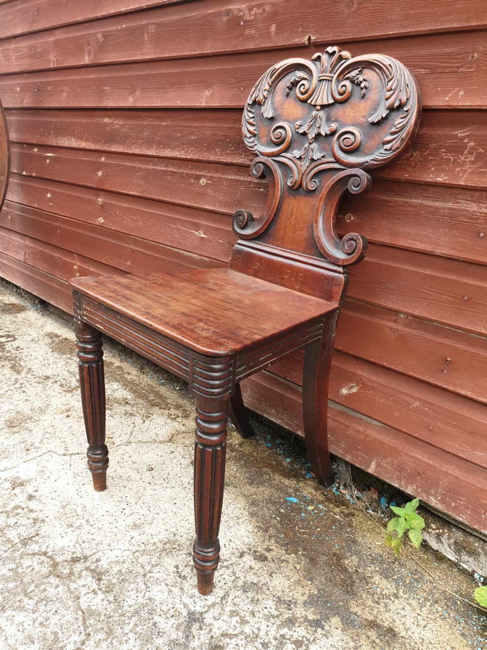 Regency mahogany hall chair in the style of Gillows  View II