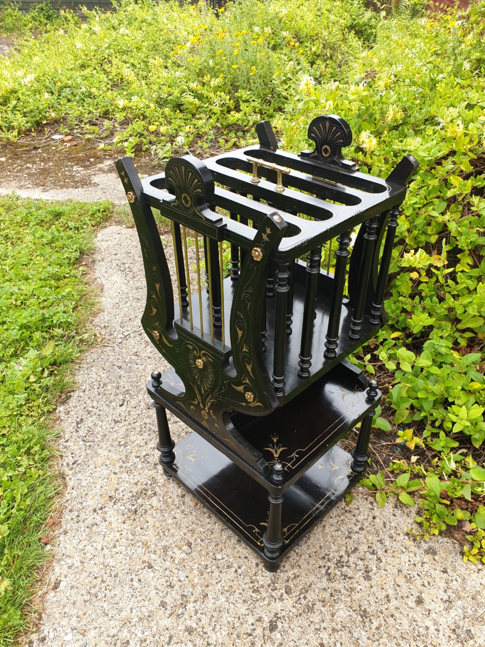 Victorian ebonised and gilt Canterbury table.  View III