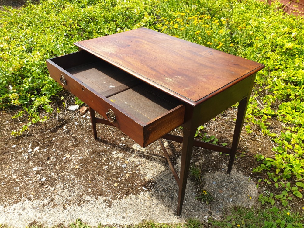 Late Georgian single drawer mahogany side table.  View IV
