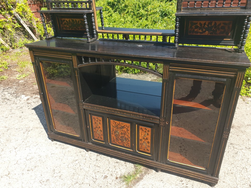 Victorian ebonised and Aesthetic movement side cabinet.  View II