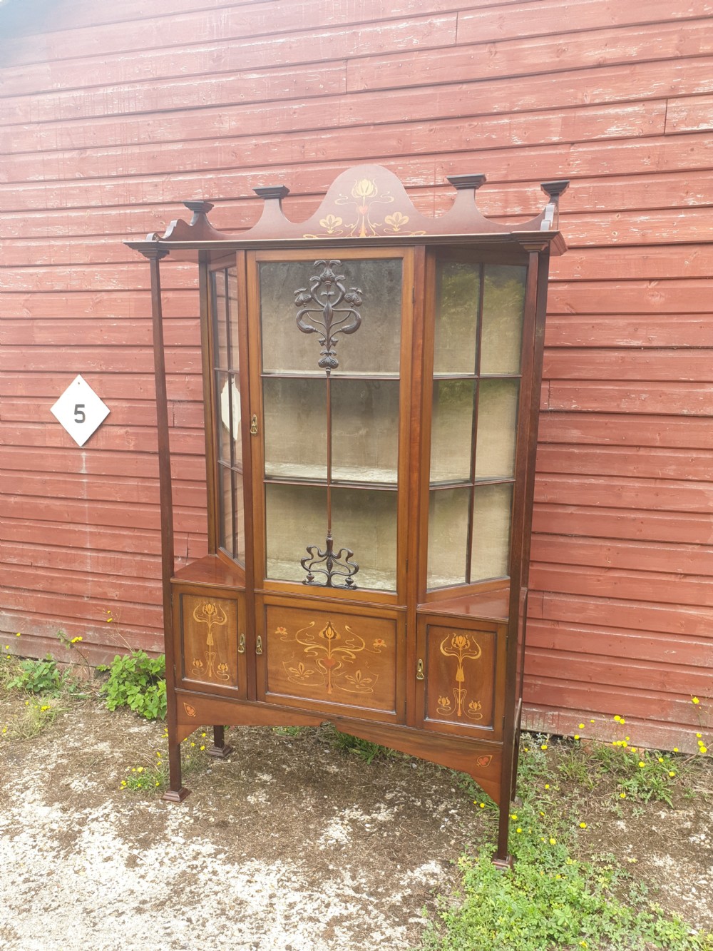 Edwardian inlaid mahogany display cabinet 