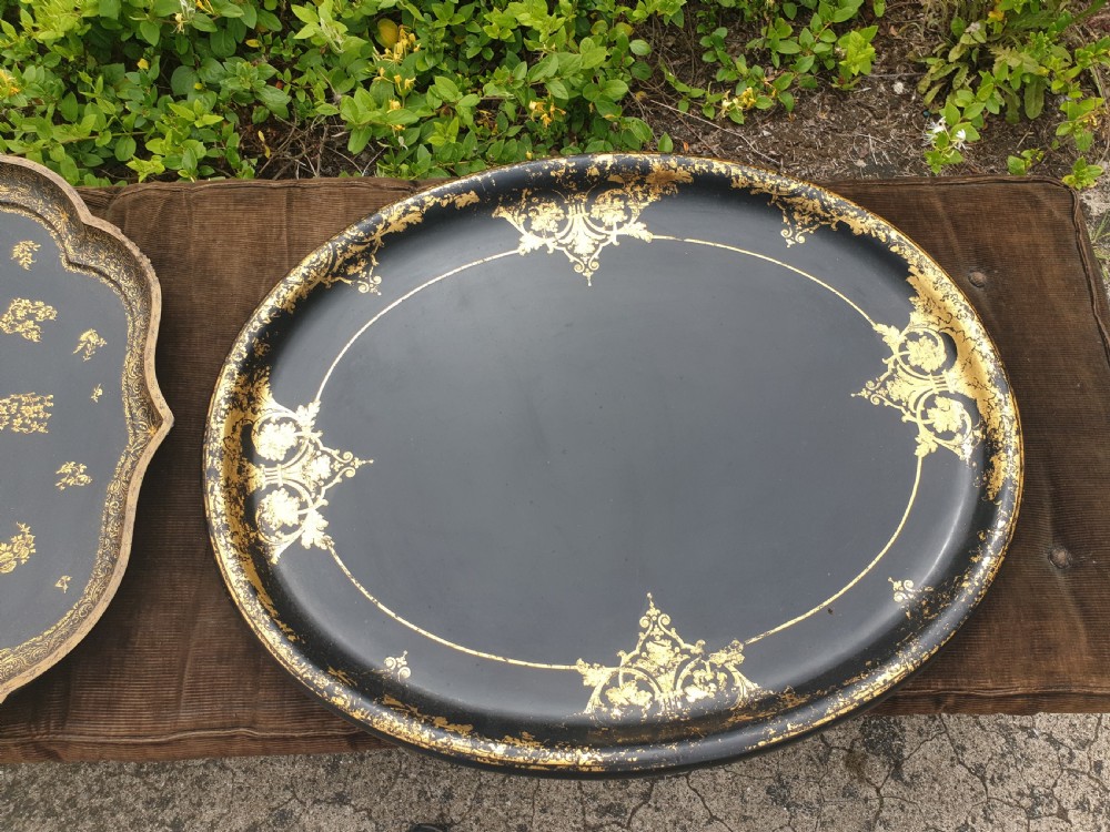 2 19th century papier mache trays. View III