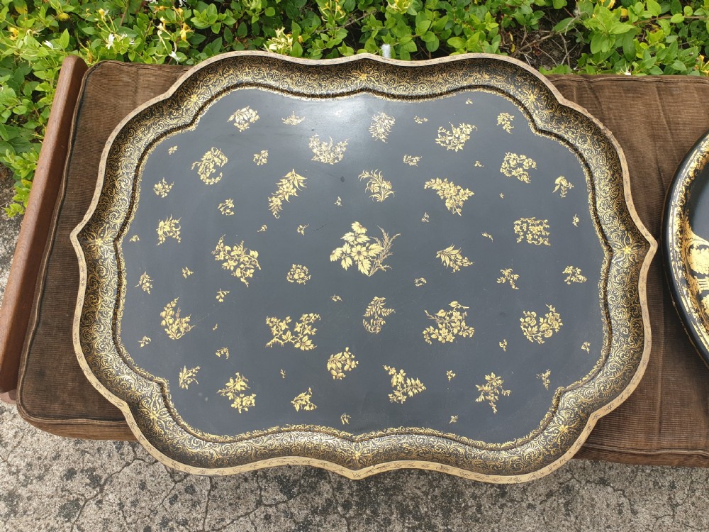2 19th century papier mache trays. View V