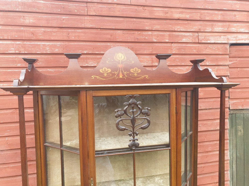 Edwardian inlaid mahogany display cabinet  View III