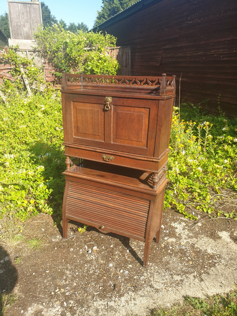 Late Victorian oak bureau cabinet  View II