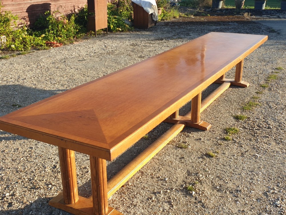 Large Art Deco Refectory dining table in the style of Heals View VI