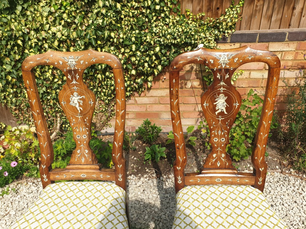 Pair of bone inlaid Italian hall chairs View VI