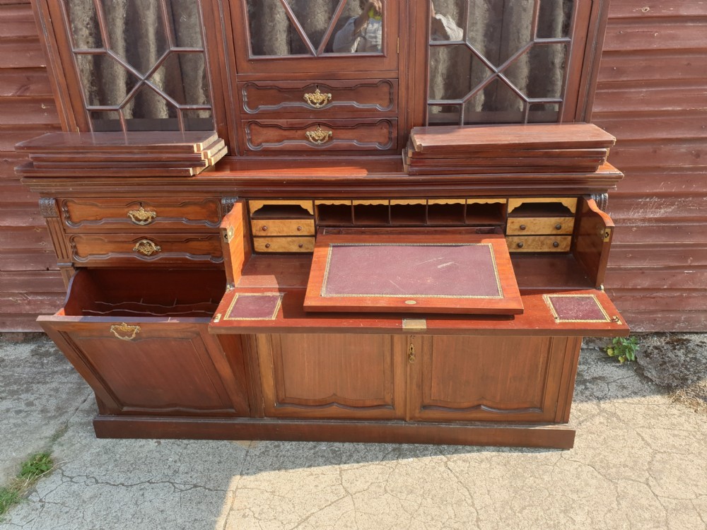 Late Victorian mahogany secretaire library bookcase  View II
