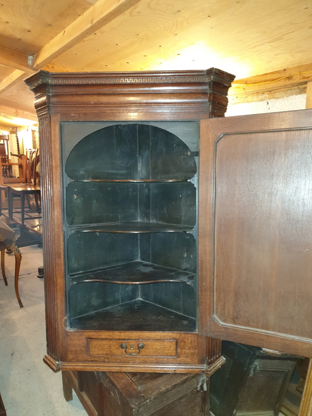 Late 18th century oak corner cupboard  View II