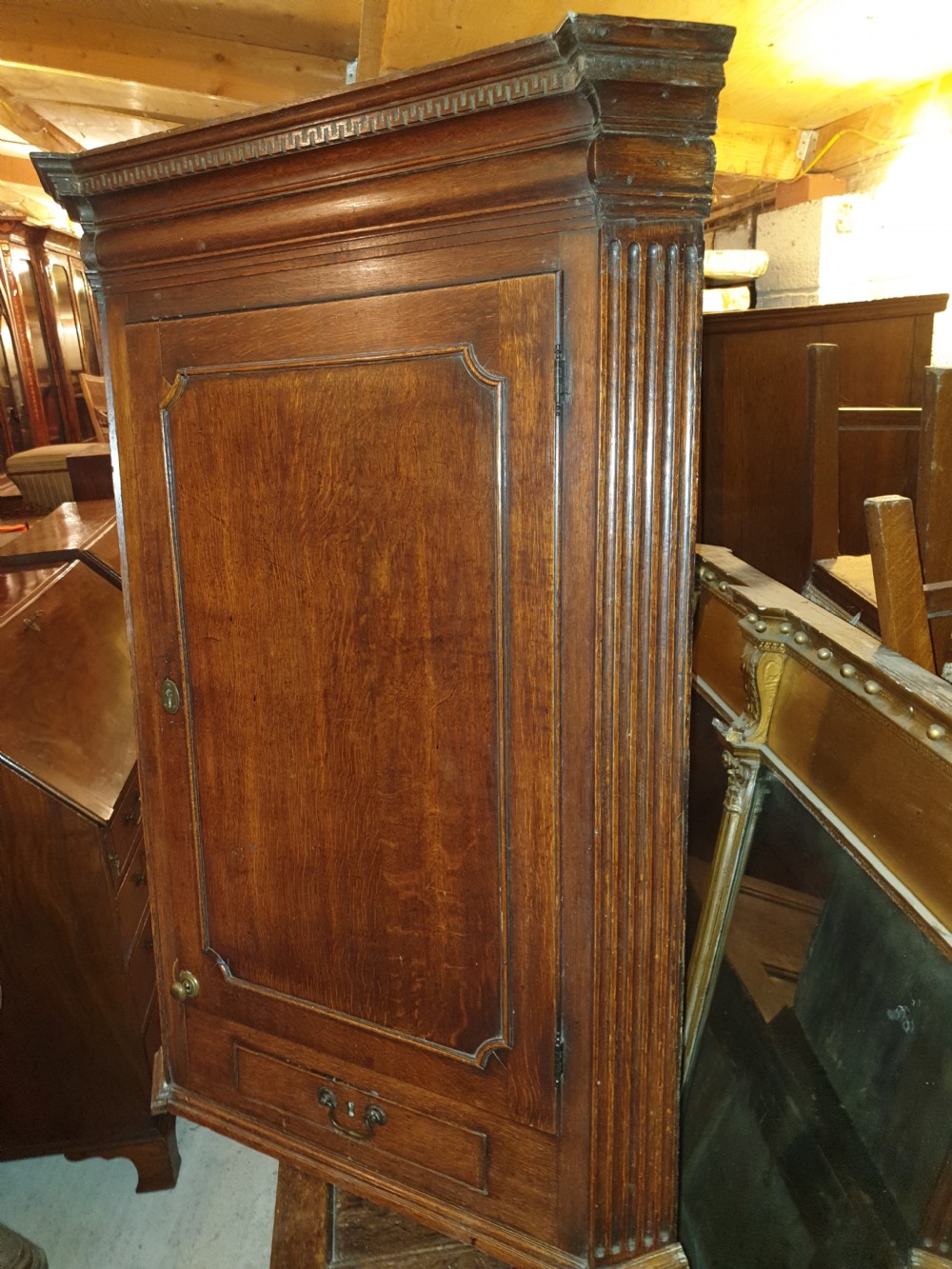 Late 18th century oak corner cupboard  View V