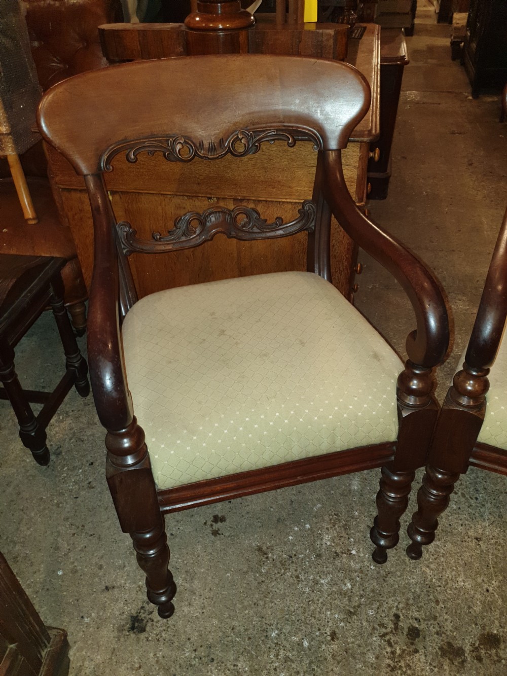 Pair of 19th century mahogany desk armchairs  View II