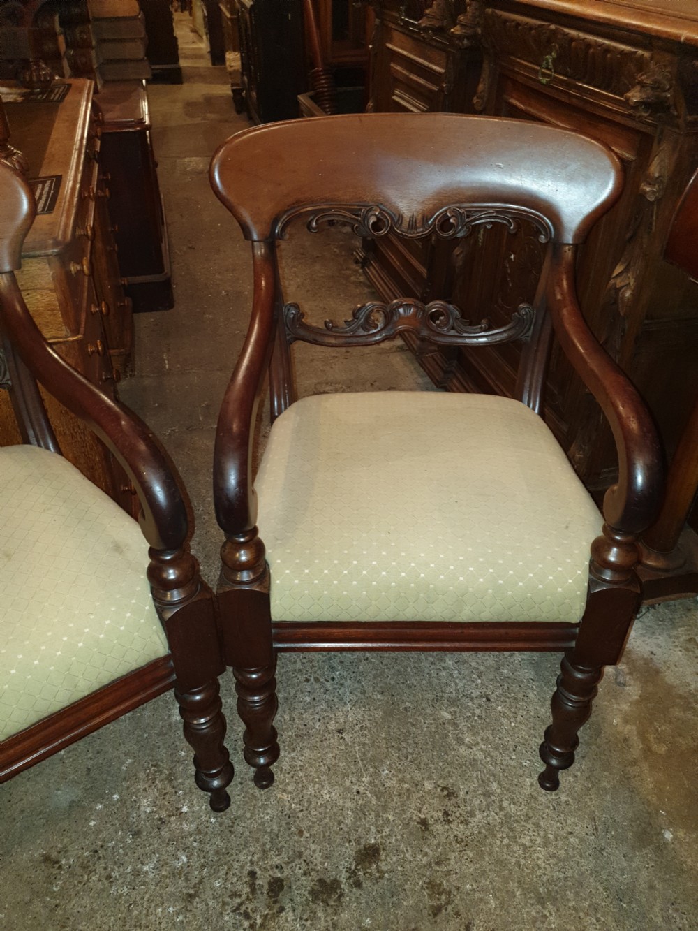 Pair of 19th century mahogany desk armchairs  View III